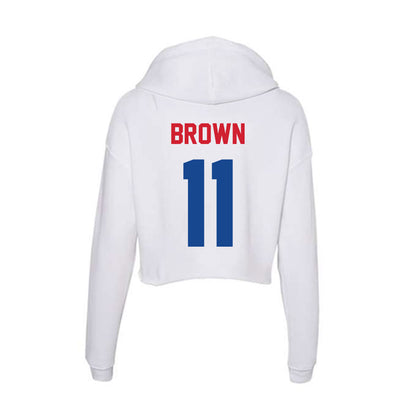 SMU - NCAA Football : Carterrious Brown - Women's Crop Fleece Hooded Sweatshirt-1