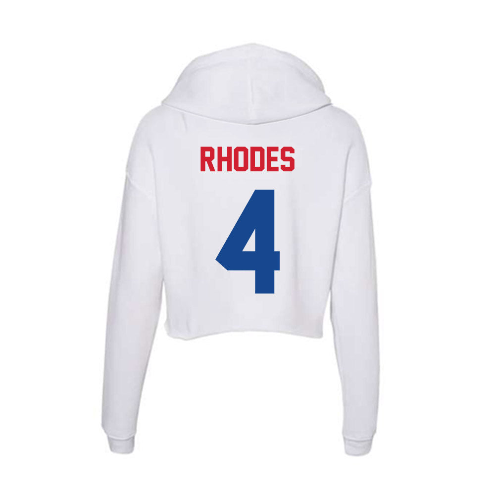 SMU - NCAA Football : Link Rhodes - Women's Crop Fleece Hoodie-1