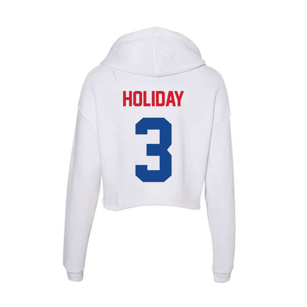 SMU - NCAA Football : Javion Holiday - Women's Crop Fleece Hooded Sweatshirt-1