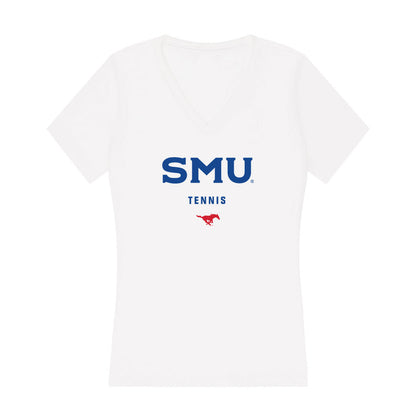 SMU - NCAA Men's Tennis : Noah McDonald - Women's V-Neck T-Shirt-0