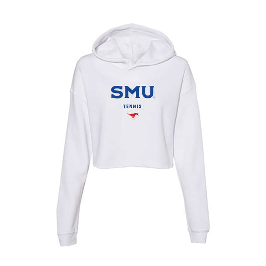 SMU - NCAA Men's Tennis : Avner Wong - Women's Crop Fleece Hooded Sweatshirt-0