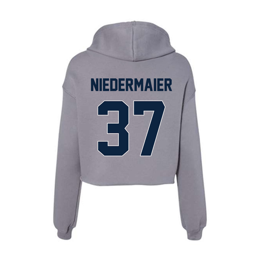 Xavier - NCAA Baseball : Roger Niedermaier - Women's Crop Fleece Hoodie-1