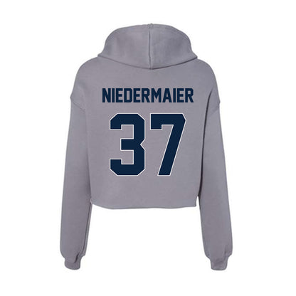 Xavier - NCAA Baseball : Roger Niedermaier - Women's Crop Fleece Hoodie-1