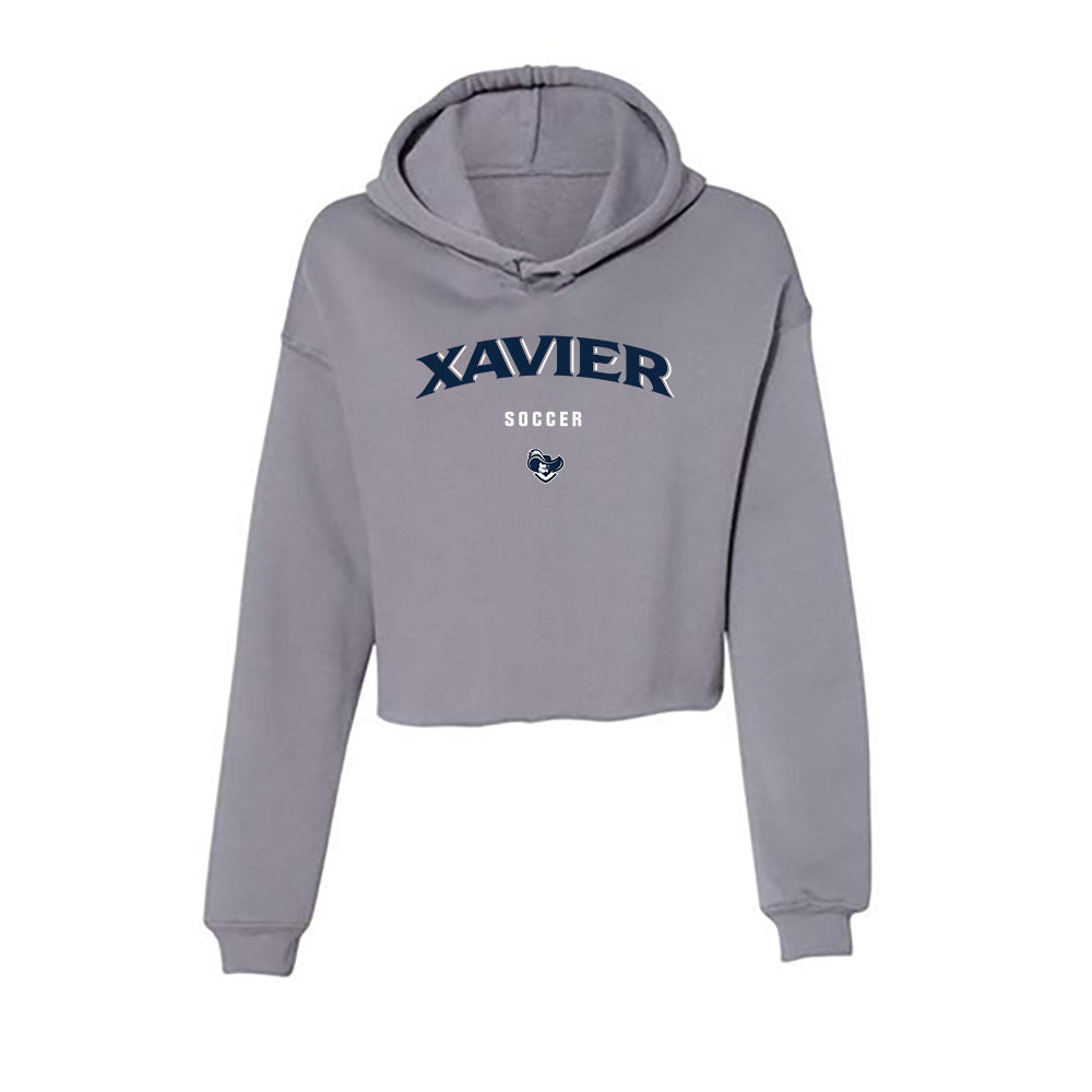 Xavier - NCAA Men's Soccer : Immanuel Wayoro - Women's Crop Fleece Hooded Sweatshirt-0
