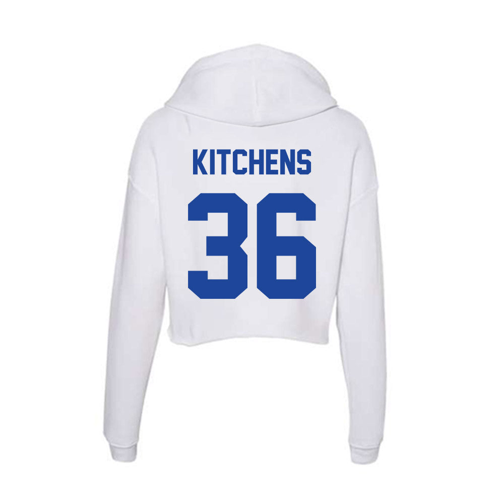 Georgia State - NCAA Football : Braxton Kitchens - Women's Crop Fleece Hoodie-1
