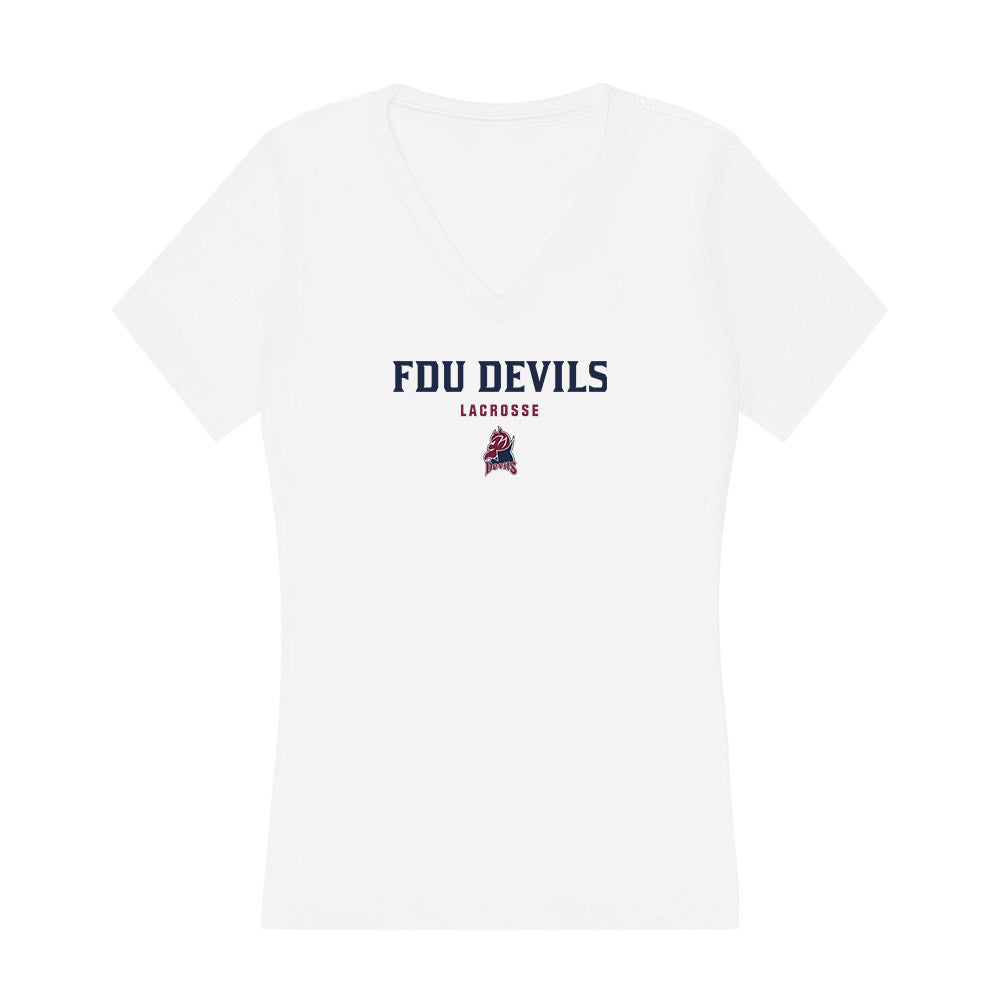 FDU Florham - NCAA Women's Lacrosse : Casey Hartnett - Women's V-Neck T-Shirt-0