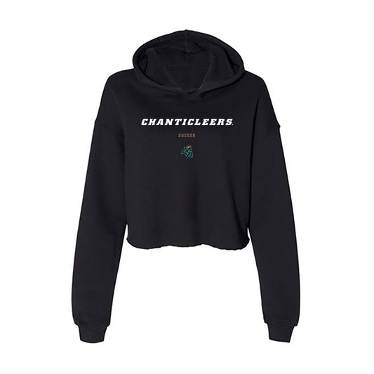 Coastal Carolina - NCAA Women's Soccer : Katie Lakin - Women's Crop Fleece Hooded Sweatshirt-0