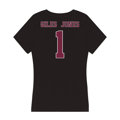 Fordham - NCAA Women's Basketball : Miya Giles - Jones - Women's V-Neck T-Shirt-1