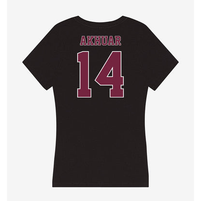 Fordham - NCAA Men's Basketball : Roor Akhuar - Women's V-Neck T-Shirt-1