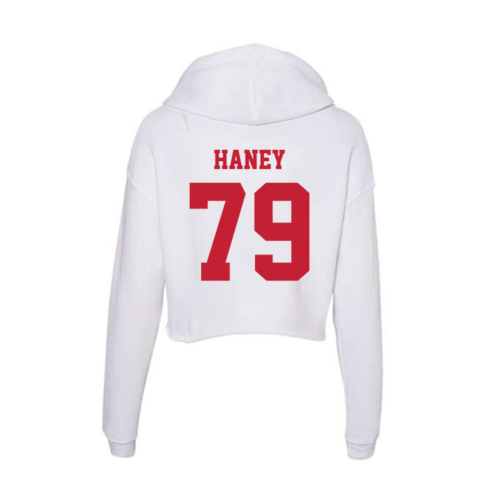 Ball State - NCAA Football : Zion Haney - Classic Shersey Women's Crop Fleece Hooded Sweatshirt-1