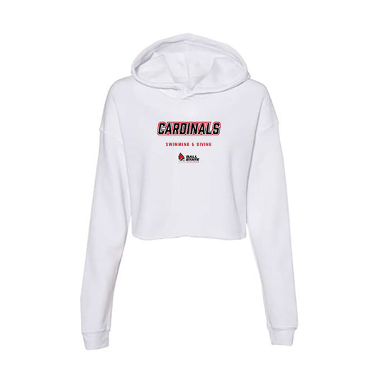 Ball State - NCAA Men's Swimming & Diving : Seth Blossom - Classic Shersey Women's Crop Fleece Hoodie-0