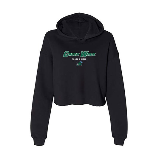 Tulane - NCAA Men's Track & Field : Jay Bowles - Women's Crop Fleece Hooded Sweatshirt-0