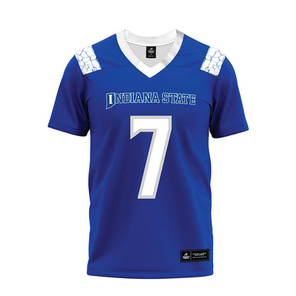 Indiana State - NCAA Football : Britten Traylor - Royal Blue Premium Football Jersey-0