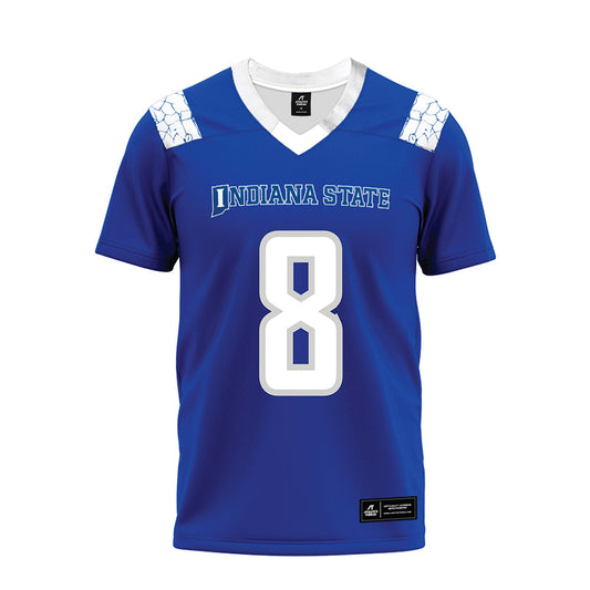 Indiana State - NCAA Football : Jacob Soley - Royal Blue Premium Football Jersey-0