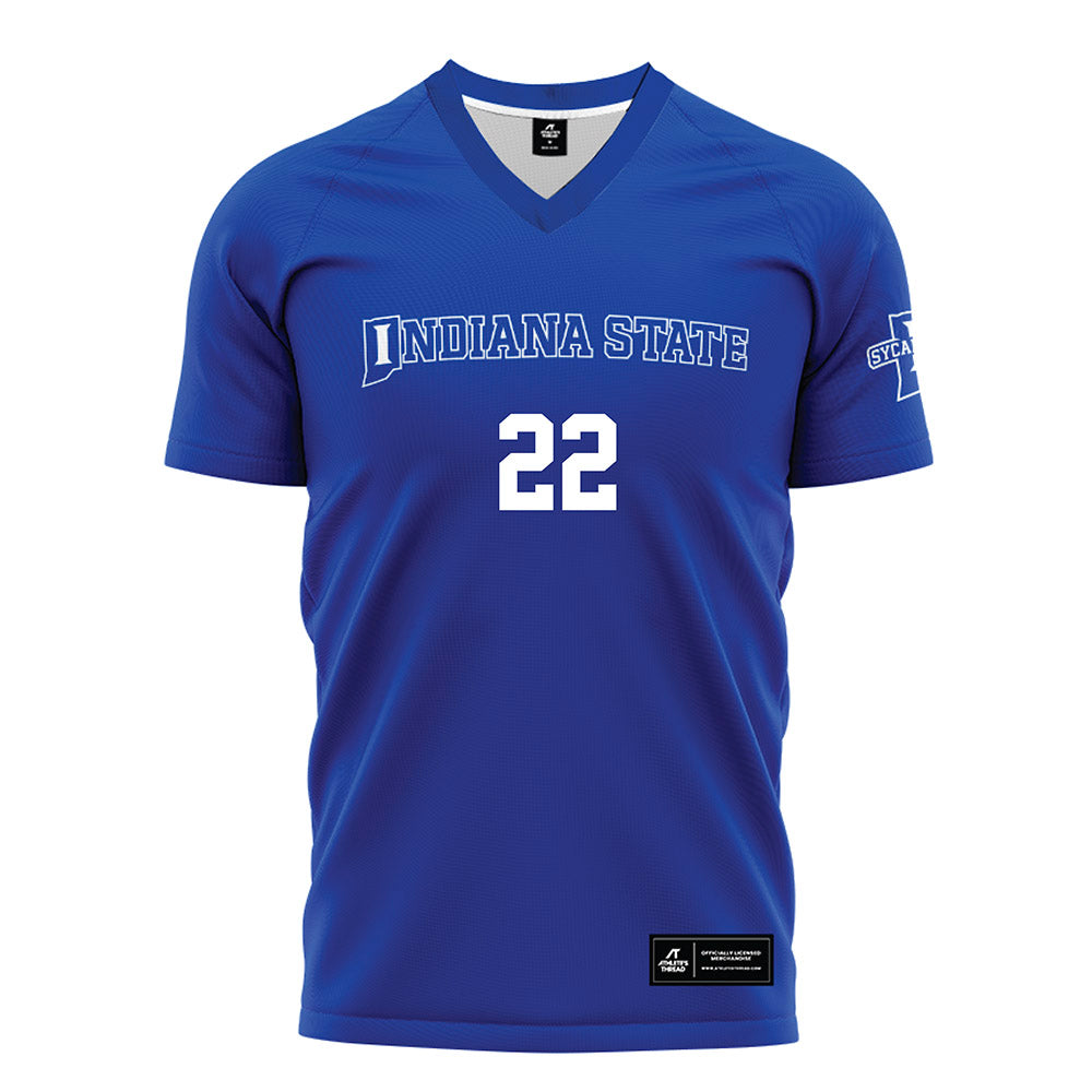 Indiana State - NCAA Women's Soccer : Hailey Morgan - Royal Blue Soccer Jersey-0
