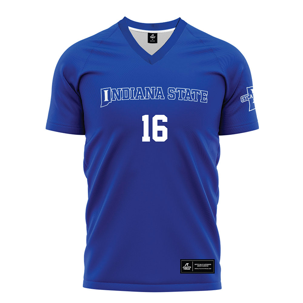 Indiana State - NCAA Women's Soccer : Ava Stevens - Royal Blue Soccer Jersey-0