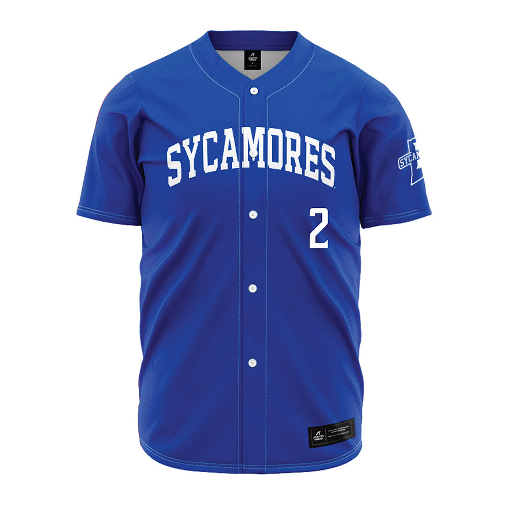 Indiana State - NCAA Baseball : Talan Steinway - Royal Blue Jersey-0
