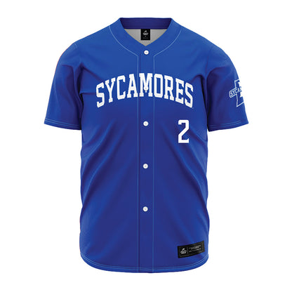 Indiana State - NCAA Baseball : Talan Steinway - Royal Blue Jersey-0