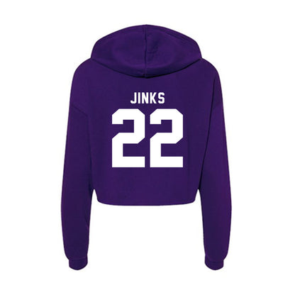 Tarleton State - NCAA Men's Basketball : Jaden Jinks - Women's Crop Fleece Hoodie-1