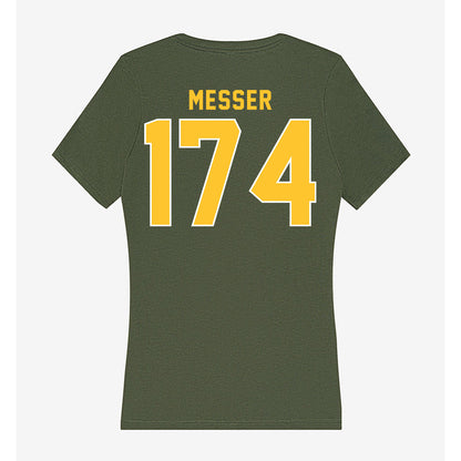 GMU - NCAA Wrestling : Logan Messer - Women's V-Neck T-Shirt-1