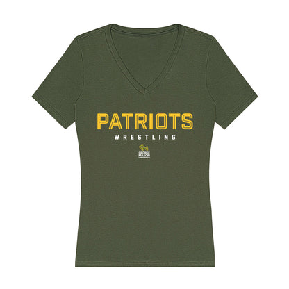 GMU - NCAA Wrestling : Logan Messer - Women's V-Neck T-Shirt-0
