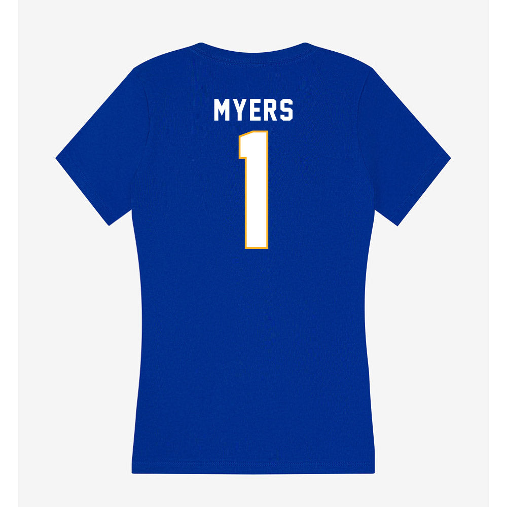 SJSU - NCAA Men's Basketball : Adrian Myers - Women's V-Neck T-Shirt-1