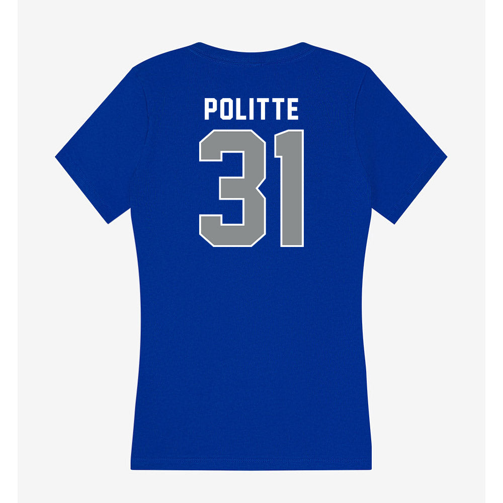 Memphis - NCAA Baseball : Michael Politte - Women's V-Neck T-Shirt-1
