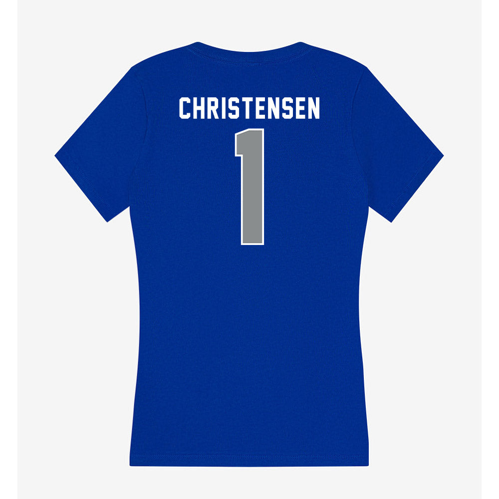 Memphis - NCAA Men's Soccer : Mathias Christensen - Women's V-Neck T-Shirt-1
