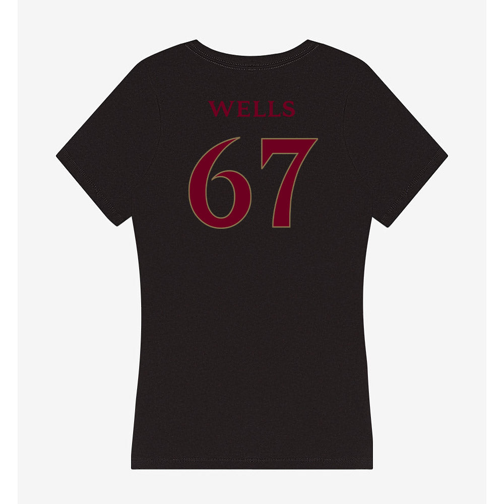 Elon - NCAA Football : Eli Wells - Women's V-Neck T-Shirt-1