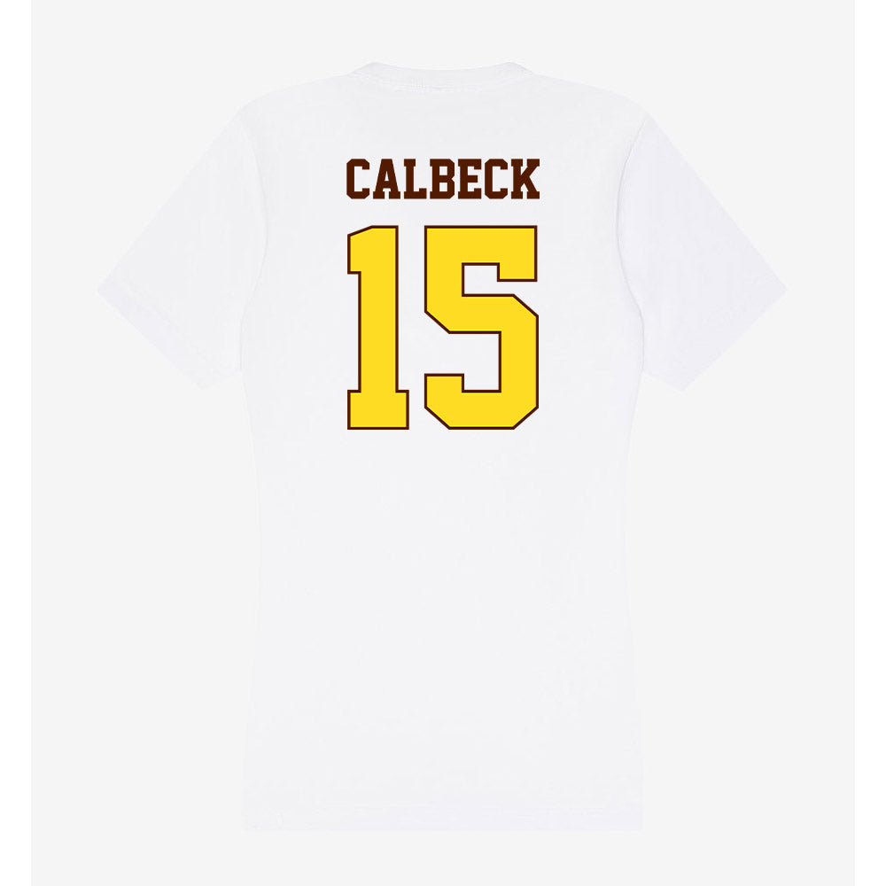Western Michigan - NCAA Men's Ice Hockey : Alex Calbeck - Women's V-Neck T-Shirt-1