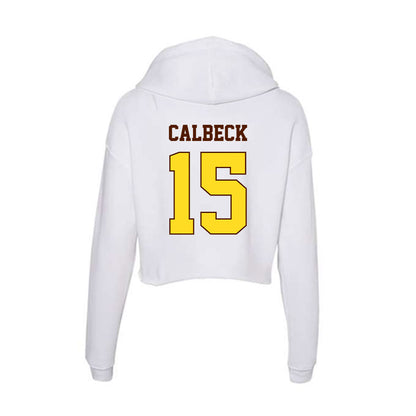 Western Michigan - NCAA Men's Ice Hockey : Alex Calbeck - Women's Crop Fleece Hoodie-1