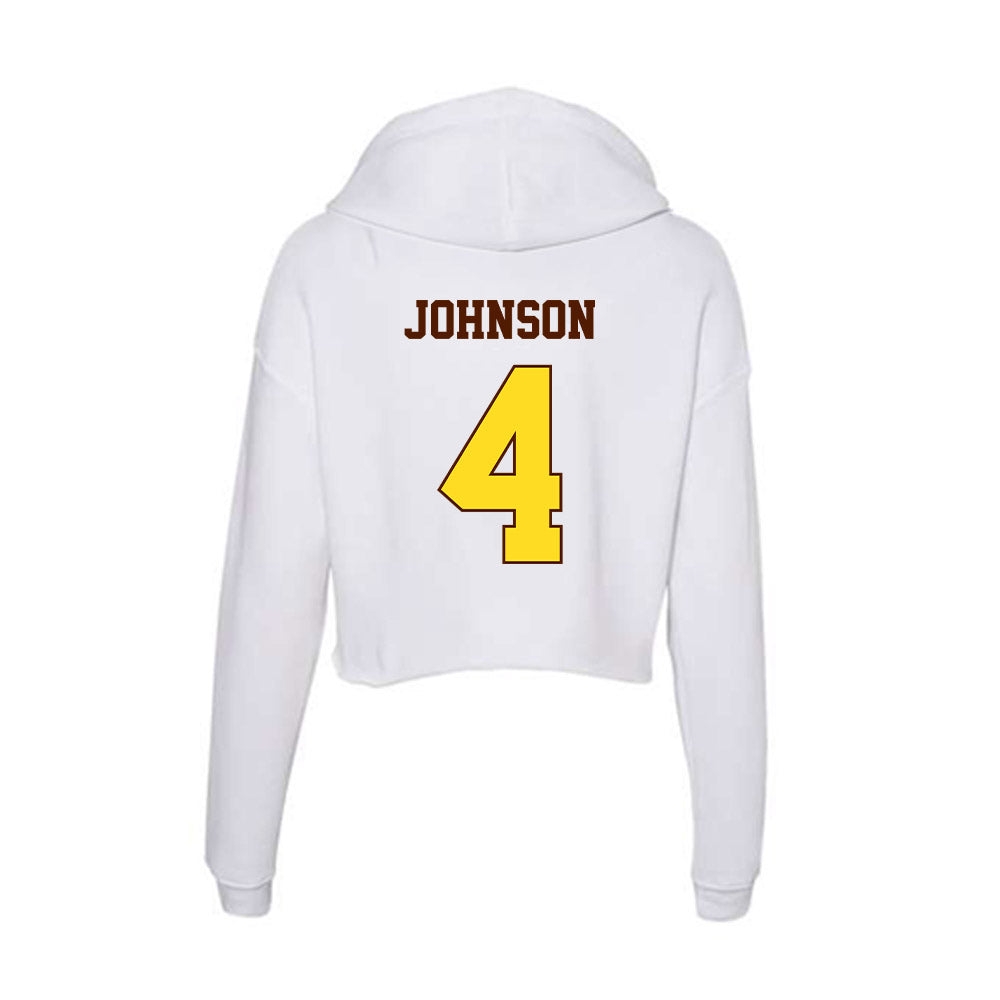 Western Michigan - NCAA Men's Basketball : Ben Johnson - Women's Crop Fleece Hooded Sweatshirt-1