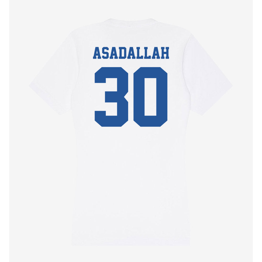 Hampton - NCAA Men's Basketball : Hamza Asadallah - Women's V-Neck T-Shirt-1