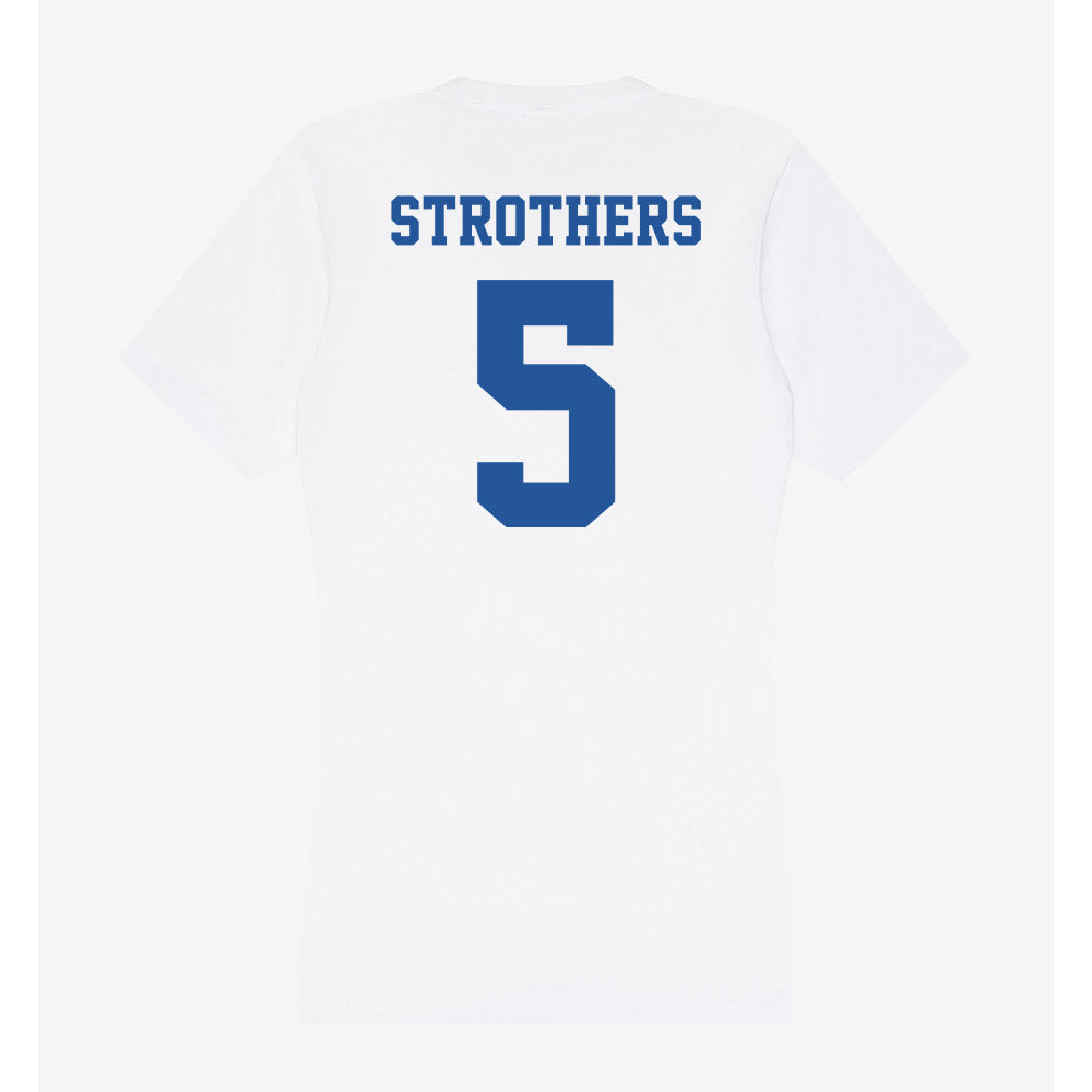 Hampton - NCAA Men's Basketball : Etienne Strothers - Women's V-Neck T-Shirt-1