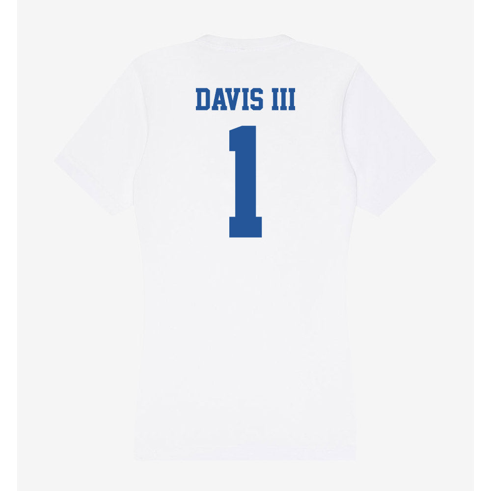 Hampton - NCAA Men's Basketball : Aaron Davis III - Women's V-Neck T-Shirt-1