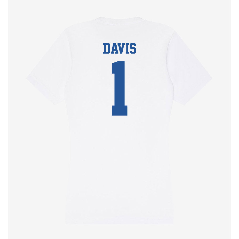 Hampton - NCAA Men's Basketball : Aaron Davis - Women's V-Neck T-Shirt-1