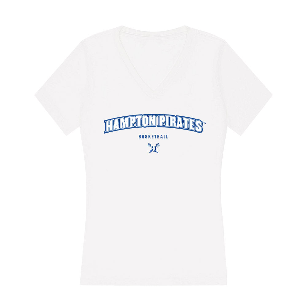 Hampton - NCAA Men's Basketball : Aaron Davis III - Women's V-Neck T-Shirt-0