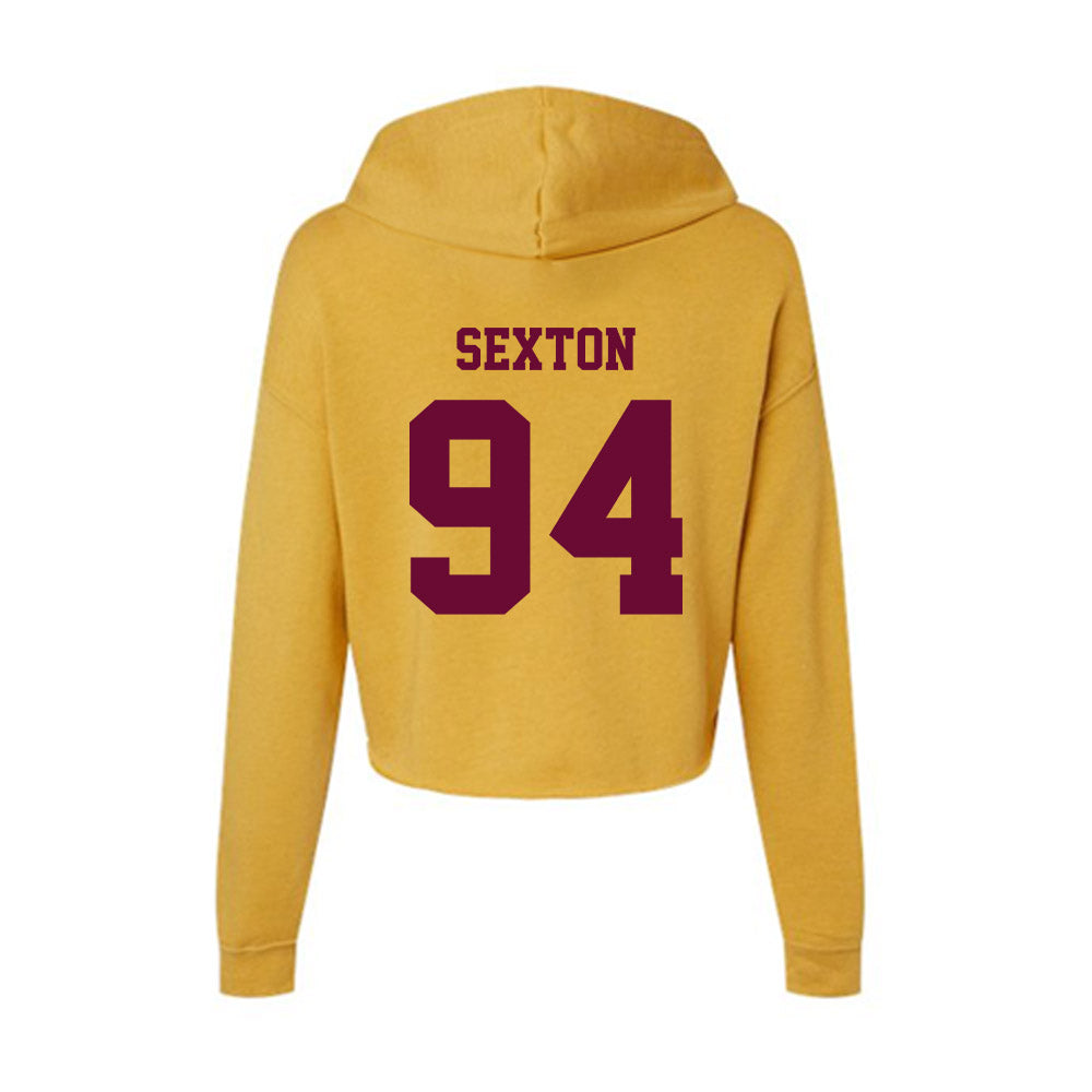 Central Michigan - NCAA Football : Matt Sexton - Women's Crop Fleece Hooded Sweatshirt-1
