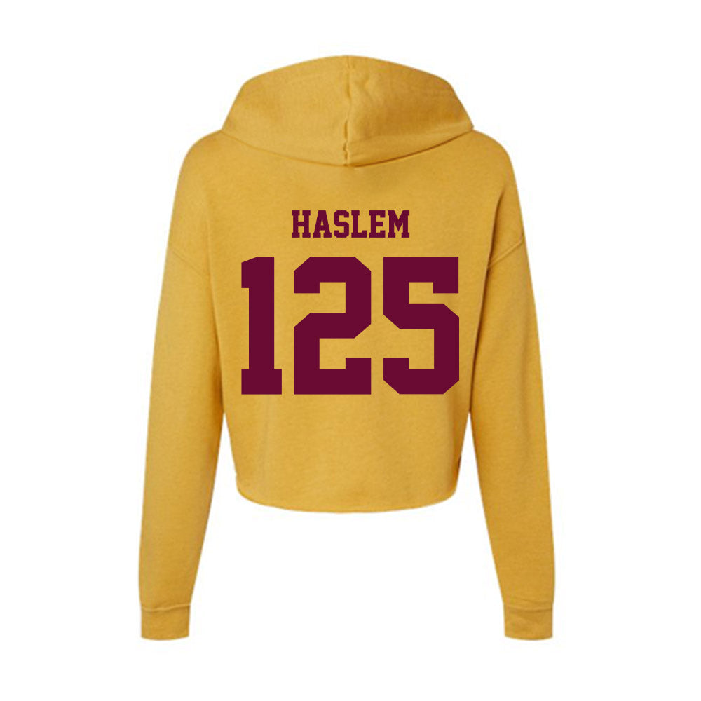 Central Michigan - NCAA Wrestling : Cristian Haslem - Women's Crop Fleece Hoodie-1