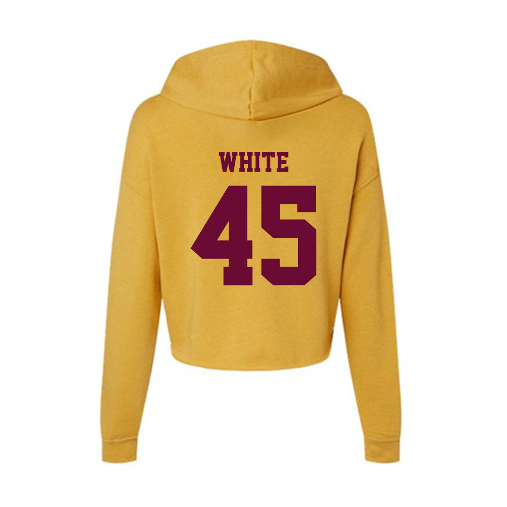 Central Michigan - NCAA Football : Xavier White - Women's Crop Fleece Hooded Sweatshirt-1