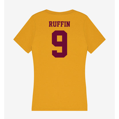 Central Michigan - NCAA Football : Justin Ruffin - Women's V-Neck T-Shirt-1