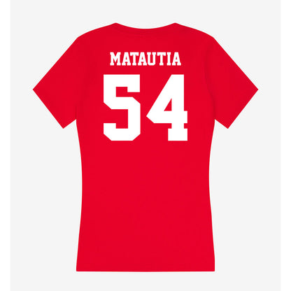 New Mexico - NCAA Football : Jojo Matautia - Women's V-Neck T-Shirt-1