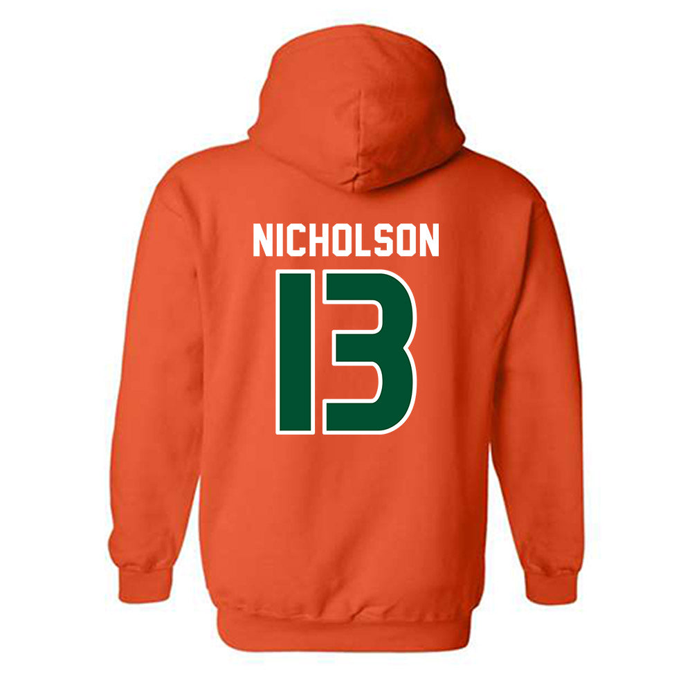 Miami - NCAA Women's Soccer : Crosby Nicholson - Replica Shersey Hooded Sweatshirt-1
