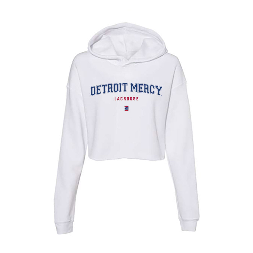 Detroit Mercy - NCAA Men's Lacrosse : Marcus Thundercloud - Women's Crop Fleece Hoodie-0