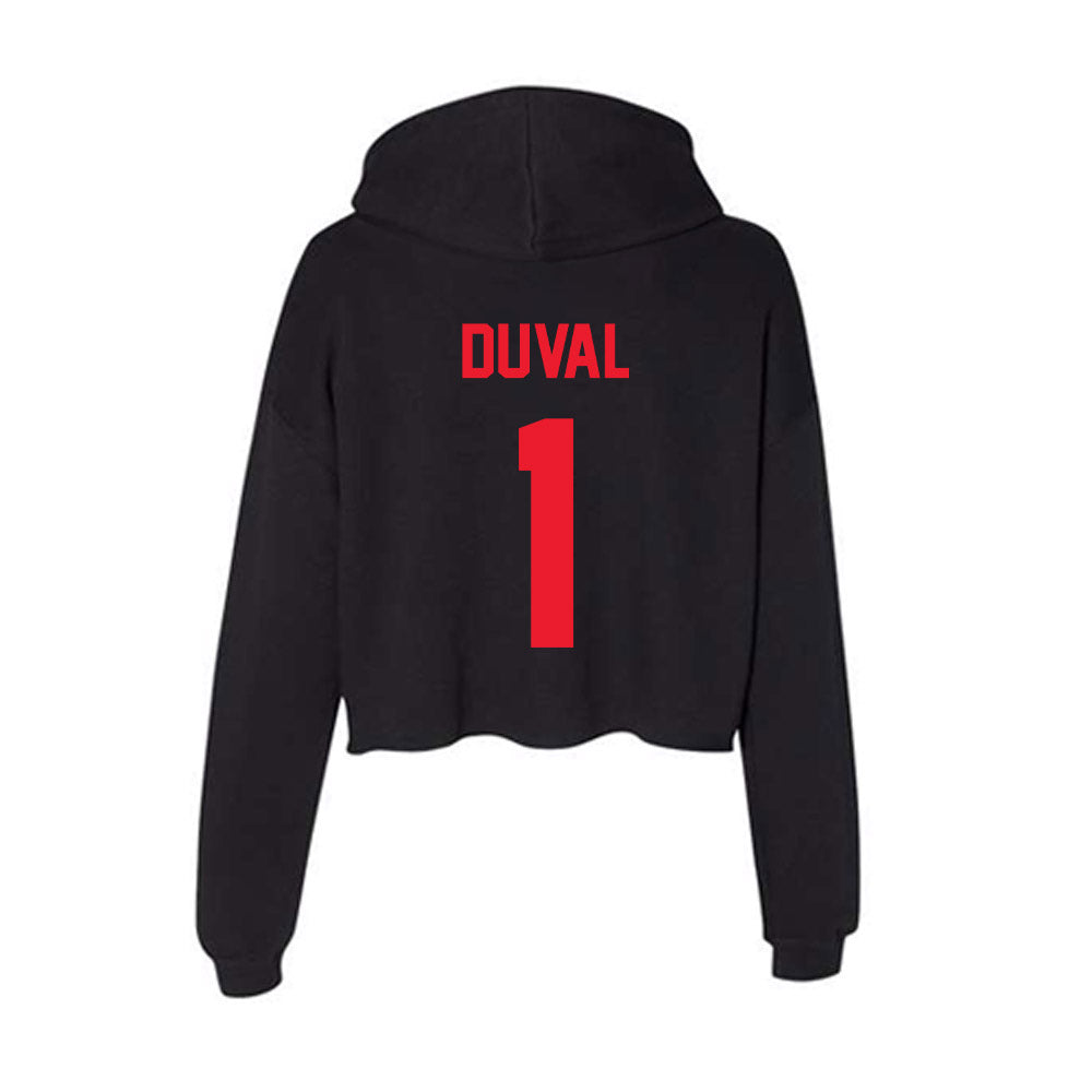 Southern Utah - NCAA Men's Basketball : Elijah Duval - Women's Crop Fleece Hoodie-1