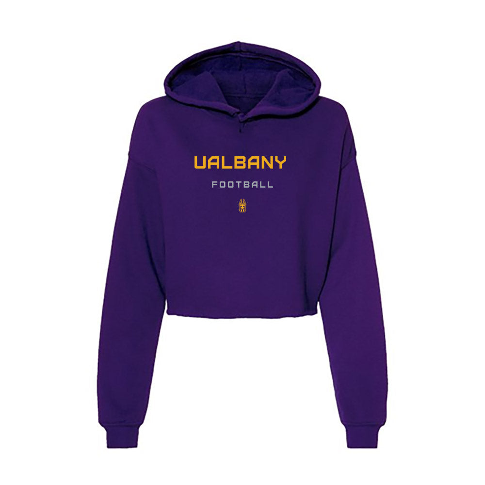 UAlbany - NCAA Football : RJ Kocan - Women's Crop Fleece Hooded Sweatshirt-0