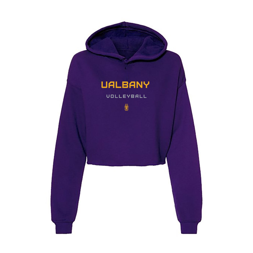 UAlbany - NCAA Women's Volleyball : Madison Kyle - Women's Crop Fleece Hooded Sweatshirt-0