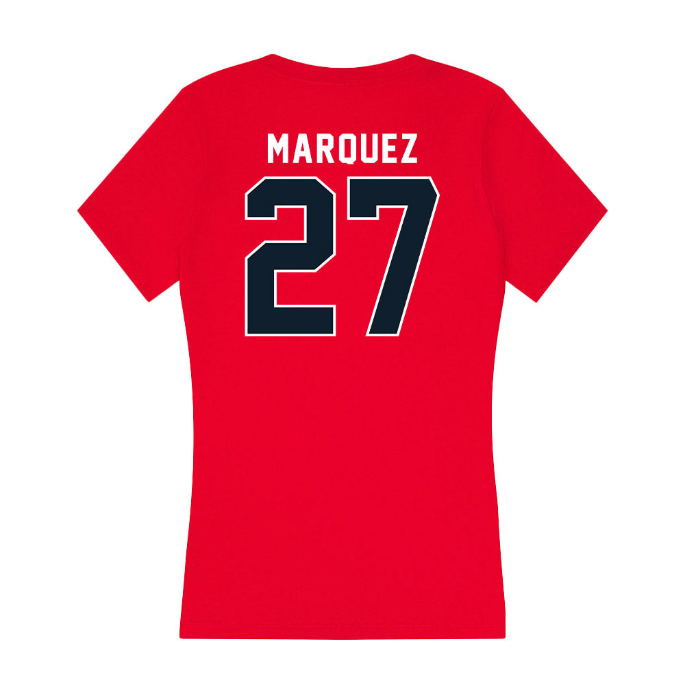 Dallas Baptist - NCAA Women's Bowling : Paul Marquez - Women's V-Neck T-Shirt-1