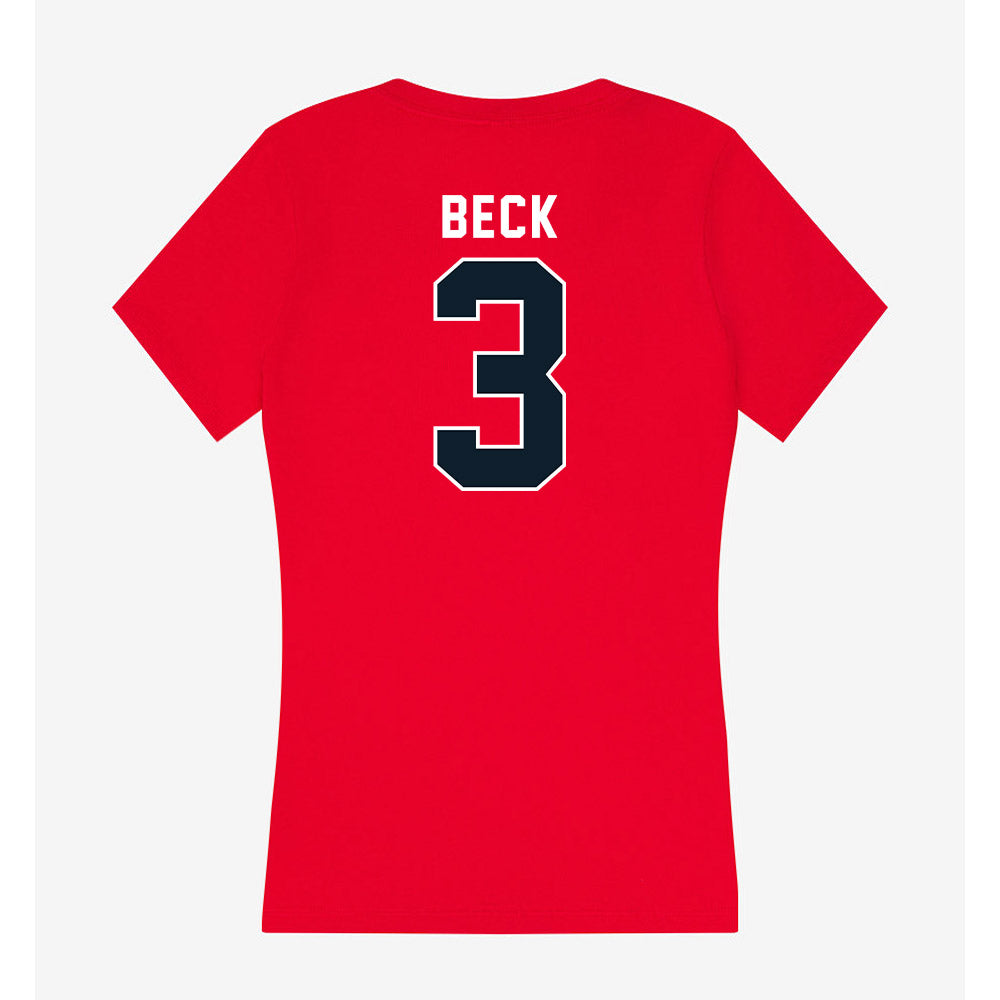 Dallas Baptist - NCAA Men's Soccer : Bryan Beck - Women's V-Neck T-Shirt-1