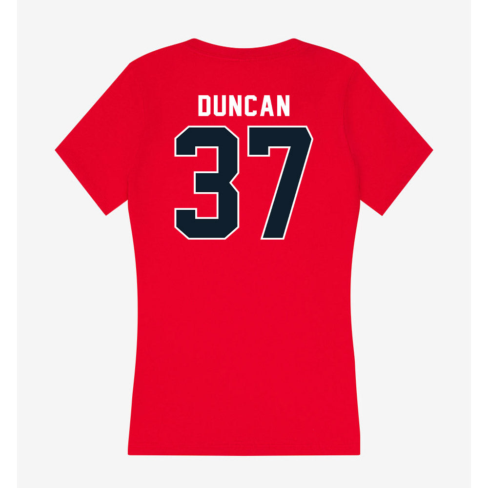 Dallas Baptist - NCAA Baseball : Avery Duncan - Women's V-Neck T-Shirt-1